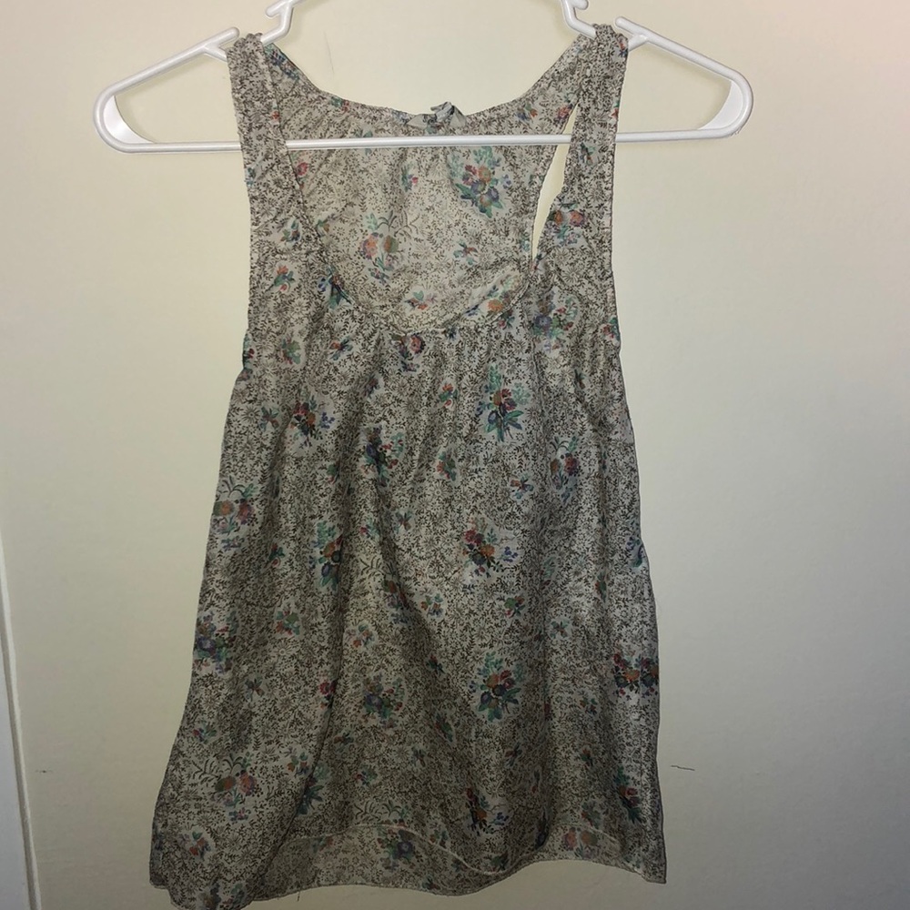 sheer floral tank top